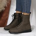 Women's Boots Combat Boots Plus Size Outdoor Office Daily Solid Color Solid Colored Booties Ankle Boots Winter Flat Heel Round Toe Elegant Minimalism Walking PU Leather PU Zipper Dark Brown Black