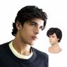 Black Wigs for Men Synthetic Wig Straight Wig Black Synthetic Hair Men'S Black