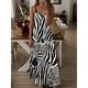 Women's Casual Dress A Line Dress Leopard Geometric Print Strap Long Dress Maxi Dress Streetwear Maxi Street Holiday Sleeveless Regular Fit Black White Gray Summer S M L XL 2XL