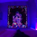 Blacklight UV Reactive Fluorescent Tapestry Skull Tree of Life Psychedelic Skeleton Starry Sky Black Light Background Cloth Dormitory Decoration Hanging Cloth