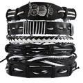 vintage men's hand jewelry 5 packs cross braided leather adjustable set bracelet