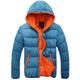 Men's Puffer Jacket Quilted Jacket Hoodie Jacket Hooded Sports Outdoor Short Fall Winter Solid Color Black / Orange Navywhite Sky Blue Orange BlackGreen Puffer Jacket