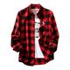 Men's Shirt Button Up Shirt Plaid Shirt Summer Shirt Casual Shirt Black White Red Blue Long Sleeve Plaid / Check Turndown Print Outdoor Street Button-Down Clothing Apparel Fashion Casual Breathable