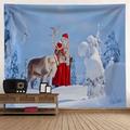 Christmas Santa Claus Holiday Party Xmas Large Wall Tapestry Art Photo Background Backdrop Decor Hanging Home Bedroom Living Room Decoration Tree Reindeer Snowman Elk Snowflake Candle Gift Fireplace