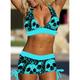 Women's Swimwear Bikini 2 Piece Plus Size Swimsuit Open Back Printing Leopard Skull White Blue Purple Red V Wire Bathing Suits New Vacation Holiday / Modern / Letter / Flower / Padded Bras