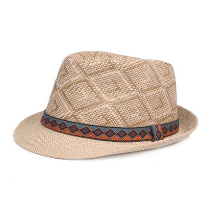 Men's Straw Hat Black Blue Licorice Braided Streetwear Stylish Casual Daily Outdoor clothing Holiday Diamond Pattern Sunscreen Breathability