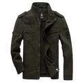 Men's Bomber Jacket Tactical Jacket Daily Weekend Winter Solid Colored Military Tactical Stand Collar Regular Cotton Black Army Green Khaki Jacket