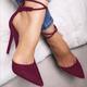 Women's Heels Pumps Sandals Lace Up Sandals Strappy Sandals Stilettos Ankle Strap Heels Party Daily Solid Color Summer High Heel Pointed Toe Elegant Sexy Suede Lace-up Black Burgundy Blue