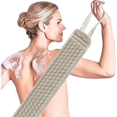 Exfoliating Back Scrubber Exfoliating Sponge Pad Set for Shower, Bath Shower Scrubber for Men and Women, Luffa Scrubber to Deep Clean Relax Your Body (36.5 inch 3.5 inch)