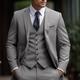 Light Grey Men's Wedding Suits Solid Colored 3 Piece Daily Business Plus Size Single Breasted Two-buttons 2024