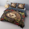 Designer Hedgehog Forest Pattern Duvet Cover Set Comforter Set Cotton Bedding Set Comforter Cover Festival Bedding Gifts Christmas Decoration For Home Quilt Art King Queen Duvet Cover