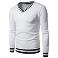 Men's Sweater Pullover Sweater Jumper Jumper Ribbed Knit Regular Slim Fit Knit Stripe V Neck Modern Contemporary Work Daily Wear Clothing Apparel Fall Winter Black White M L XL