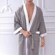 Men's Robe Bathrobe Bath Robe Towel Robe Plain Stylish Casual Comfort Home Daily Bed Waffle Fabric Comfort V Neck Belt Included Spring Summer Black Navy Blue