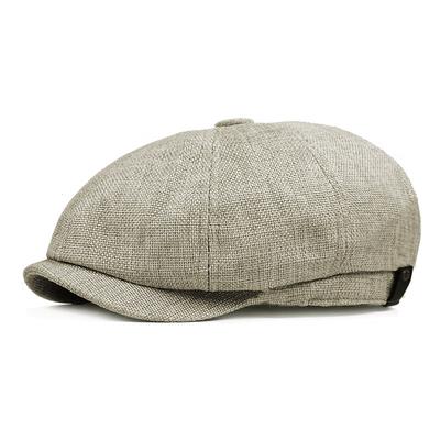 Men's Beret Hat Newsboy Cap Black khaki Linen 1920s Fashion Retro Formal Office Daily Solid / Plain Color Casual
