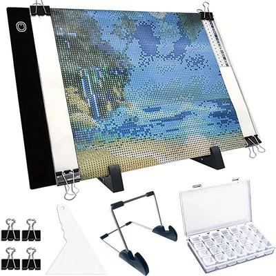 A4 LED Light Pad Drawing Copy Board For DIY Diamond Painting Kits, USB Powered Light Pad, Adjustable Brightness With Detachable Stand And Clips