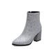 Women's Heels Boots Bling Bling Shoes Metallic Boots Glitter Crystal Sequined Jeweled Outdoor Work Daily Solid Color Booties Ankle Boots Winter Chunky Heel Pointed Toe Vintage Sexy Glitter PU Zipper