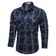 Men's Shirt Shirt Jacket Shacket Denim Shirt Army Green Navy Blue Long Sleeve Lattice Turndown Street Casual Button-Down Clothing Apparel Fashion Classic Comfortable Big and Tall