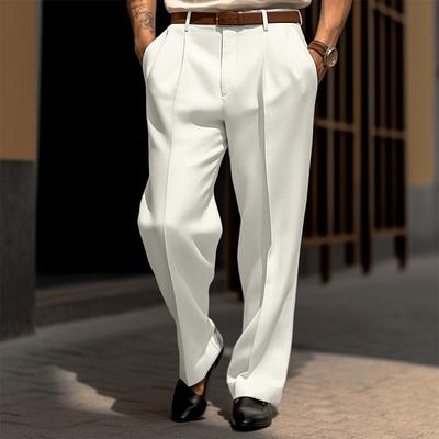 Men's Dress Pants Trousers Suit Pants Front Pocket Straight Leg Plain Comfort Wedding Business Beach Fashion Chic Modern Black White