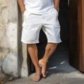 Men's Cargo Shorts Shorts Linen Shorts Summer Shorts Button Multi Pocket Plain Comfort Breathable Short Casual Daily Holiday Linen Cotton Blend Fashion Classic Style White Navy Blue