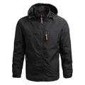 Men's Outdoor Jacket Shell Jacket Windcheater Jacket Sport Daily Wear Windbreaker Outdoor Embroidered Zipper Spring Fall Solid Color Gymnatics Comfort Hooded Black Khaki Army Green Dark Blue Grey