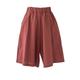 Women's Wide Leg Shorts Burmuda Shorts Faux Linen Solid Color Side Pockets Wide Leg Knee Length Fashion Casual Daily Black Red M L