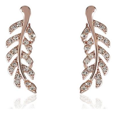 1 Pair Stud Earrings Ear Climbers For Women's Cubic Zirconia Wedding Work Daily Alloy Leaf dress to impress 2025