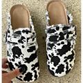 Women's Clogs Vintage Clogs Daily Walking Leopard Summer Flat Heel Round Toe Canvas Loafer Black / White Leopard Black / Beige