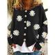 Women's Cardigan Knitted Button Print Floral Daisy Stylish Basic Casual Long Sleeve Regular Fit Sweater Cardigans Open Front Fall Winter Spring Blue Black Gray / Going out