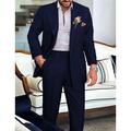 White Pink Dark Navy Men's Wedding Suits Solid Colored 2 Piece Business Formal Plus Size Double Breasted Six-buttons 2024