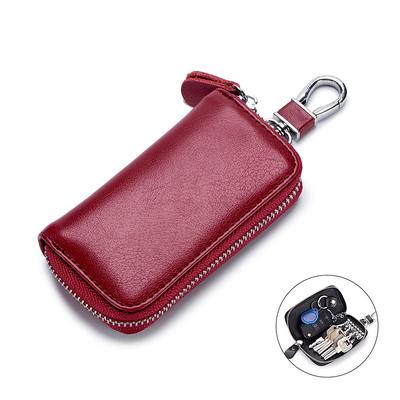 Cow Split Leather Men Women Key Holder House Keychain Bag Organizer Car Key Case Pouch Multifunctional Small Wallet Mini Purse