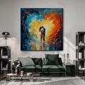 Hand painted Romantic canvas Couple Wall Art colorful Wall Art Woman Man Canvas Lovers Painting Canvas Wall Art Home Wall Bedroom Decor (No Frame)