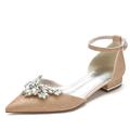 Women's Wedding Shoes Dress Shoes White Shoes Wedding Party Solid Colored Wedding Flats Bridal Shoes Bridesmaid Shoes Summer Rhinestone Flat Heel Pointed Toe Elegant Classic Glitter Ankle Strap White