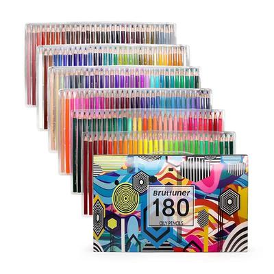48/72/120/180pcs Brutfuner Oil Pencils Set - Vibrant Colors for Drawing and Coloring on Wood, Paper For Schools Teachers Students Children For Sketching Doodling Coloring Painting