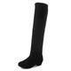 Women's Boots Suede Shoes Daily Solid Color Solid Colored Over The Knee Boots Thigh High Boots Winter Cuban Heel Round Toe Basic Faux Suede Loafer Black Red Blue