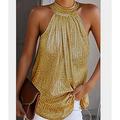 Women's Plus Size Shirt Tank Top Summer Tops Blouse Plain Sexy Daily Pleated Cut Out Silver Sleeveless Basic Beach Halter Neck