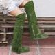 Women's Boots Cowboy Boots Suede Shoes Plus Size Outdoor Daily Solid Color Over The Knee Boots Thigh High Boots Winter Tassel Wedge Heel Hidden Heel Round Toe Elegant Vintage Bohemia Walking Faux