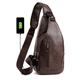 Men's Crossbody Bag Shoulder Bag Chest Bag Leather Outdoor Daily Holiday Zipper Large Capacity Waterproof Lightweight Solid Color Dark Brown Black Brown