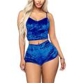 Women's Loungewear Sets Pure Color Fashion Casual Comfort Home Christmas Street Spandex Breathable Straps Sleeveless Strap Top Shorts Summer Spring Lake blue Wine Red