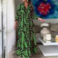 Women's Swing Dress Boho Dress Maxi long Dress Black Yellow Red Long Sleeve Floral Print Fall Winter V Neck Elegant Winter Dress Fall Dress Loose Fit 2023 S M L XL XXL 3XL