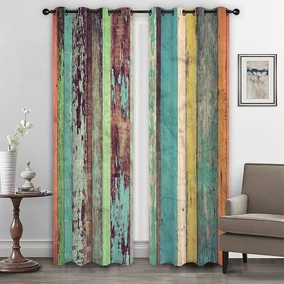 Farmhouse Curtain 2 Panels,Barn Wood Door Curtain Drapes For Living Room Bedroom,Grommet/Eyelet Curtain for Kitchen Door Window Treatments Room Darkening