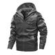 Men's Faux Leather Jacket Biker Jacket Hoodie Jacket Outdoor Daily Wear Warm Pocket Fall Winter Plain Fashion Streetwear Hooded Regular Black Coffee Gray Jacket