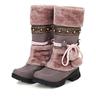 Women's Fur-Lined Winter Boots with Lace-Up Pom Pom Details Warm Faux Suede Ankle Boots