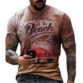 T-Shirt Vintage Mens 3D Shirt For Vacation Green Summer Men'S Tee Graphic Beach Crew Neck Yellow 3D Print Plus Size Casual Daily Short Sleeve Clothing Apparel Designer Basic Slim Fit