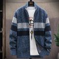 Men's Sweater Cardigan Zip Sweater Sweater Jacket Fleece Sweater Knit Knitted Color Block Stand Collar Stylish Outdoor Home Clothing Apparel Winter Fall Blue Dark Gray M L XL