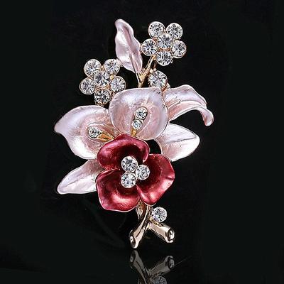 Women's AAA Cubic Zirconia Brooches Classic Flower Stylish Trendy Brooch Jewelry Gold For Street Date