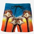 Men's Board Shorts Swim Shorts Swim Trunks Drawstring with Mesh lining Elastic Waist Bird Quick Dry Short Holiday Beach Hawaiian Casual Blue Orange Micro-elastic