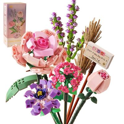 Women's Day Gifts Miniature Building Blocks Bouquet Set Artificial Flowers Home Decor Valentine's Day Girlfriend Gift Mother's Day Gift B Mother's Day Gifts for MoM