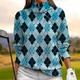 Women's Golf Pullover Sweatshirt White Light Blue Long Sleeve Top Plaid Fall Winter Ladies Golf Attire Clothes Outfits Wear Apparel