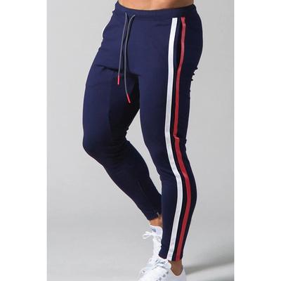 Men's Joggers Sweatpants Zipper Ankle Zippers Base Layer Athletic Athleisure Winter Breathable Soft Sweat wicking Fitness Gym Workout Running Slim Fit Sportswear Activewear Stripes Black Dark Blue