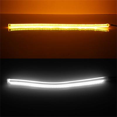 2pcs LED DRL Car Light Daytime Running Strip Light Flexible Waterproof Auto Headlights Brake Flow Tube Light Turn Signal White Yellow Blue 12V 30/45/60cm with Driver